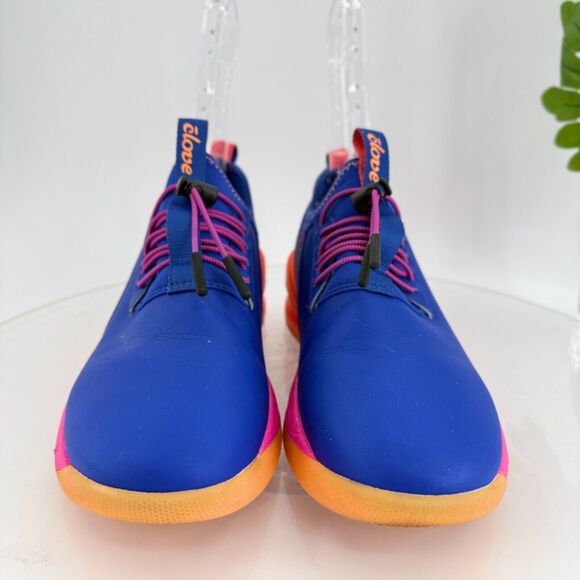 Vibrant Blue and Pink Sneakers with Elastic Lacing - Picture 4 of 14